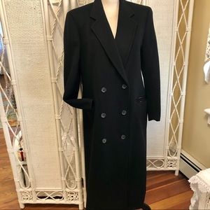 VINTAGE 1980s Cricketeer Black Wool Long Women's Coat size Small